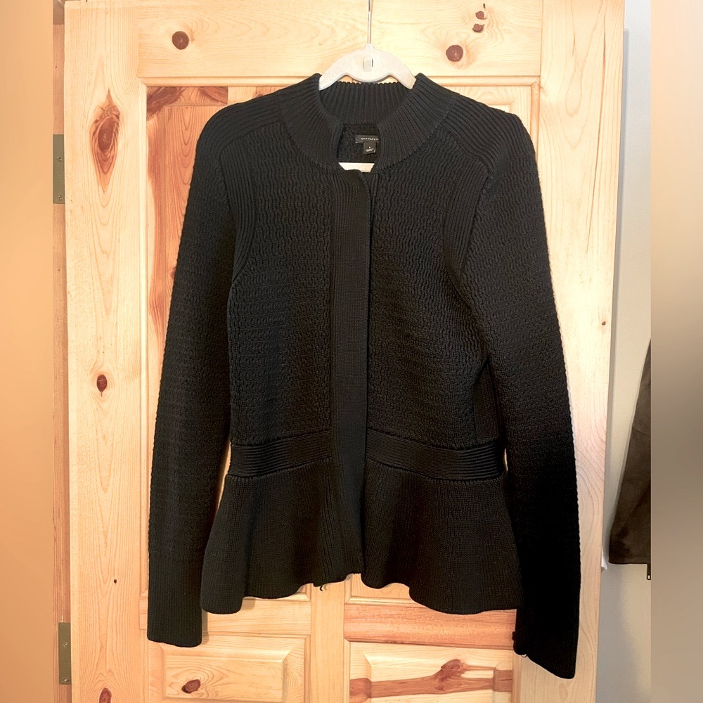 Beautiful Ann Taylor zipper cardigan with peplum waist.